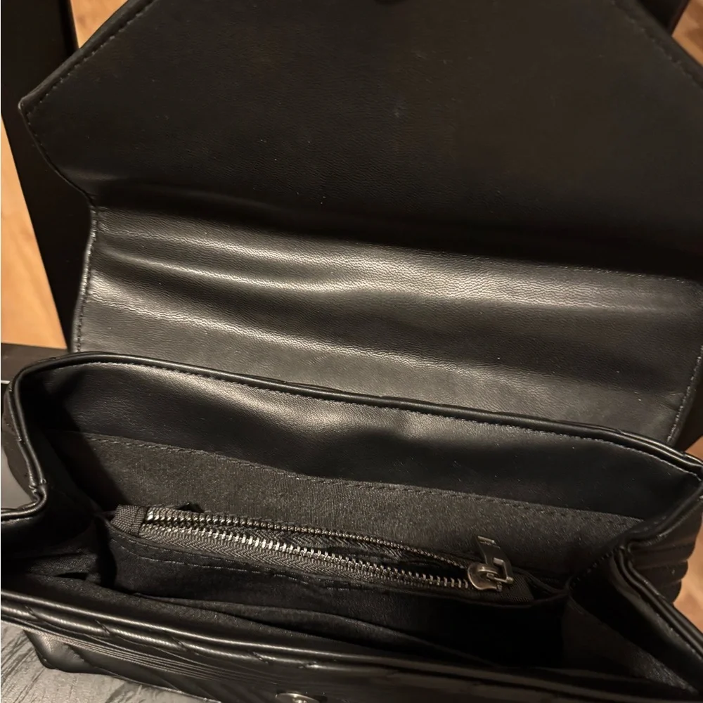 Yves Saint Laurent Black Quilted Leather Top-Handle Satchel with Gold Logo
